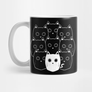 White cat black cat cat gang power cute pet animal shirt sticker Mug